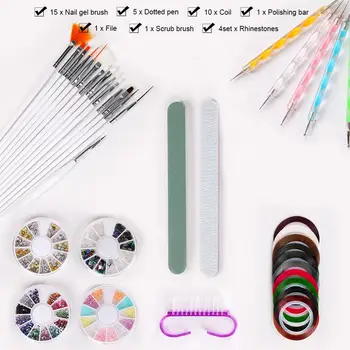 

Acrylic Nail Art Kit Manicure Set 10 pcs Nail Glitter Powder Decoration Acrylic Pen Brush Nail Art Tool Kit For Beginners