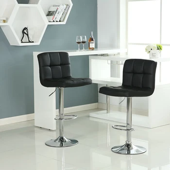 

Set of 2 Bar Stools PU Leather Adjustable Height Dining Swivel High Back Bar Pub Counter Chair Dining Chair Home Stool Bar Chair