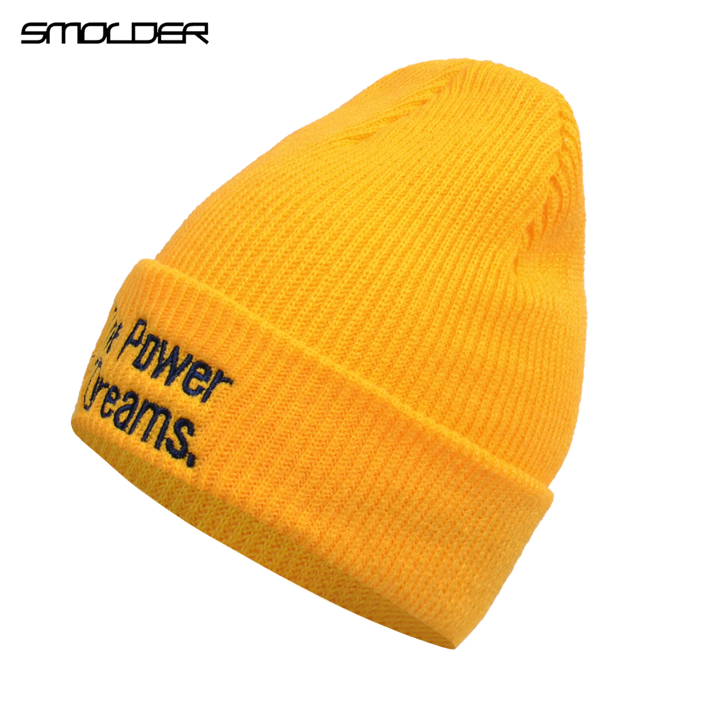 

[SMOLDER]Embroidery Winter Man Woman Caps Solid Knitted Cute Hat Unisex Wool Blends Soft Warm Beanie Girls Boys Bonnet Cap