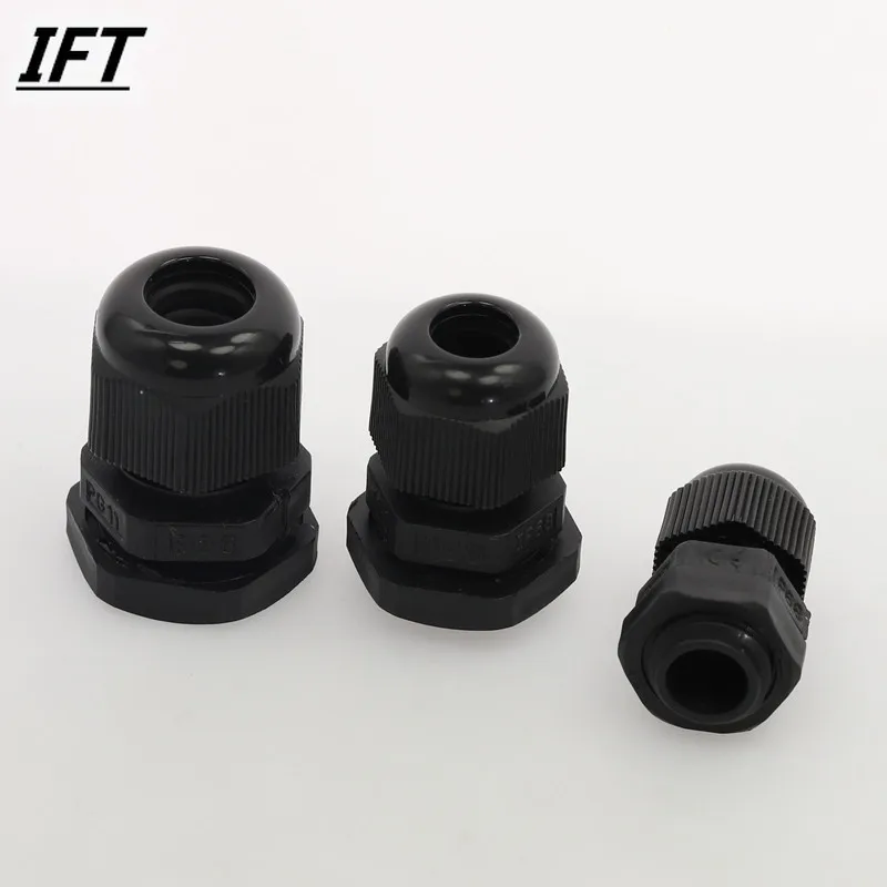 Black Nylon Strain Relief Glands Connector PG7 PG9 PG11 PG13.5 PG16 PG19 PG21 PG25