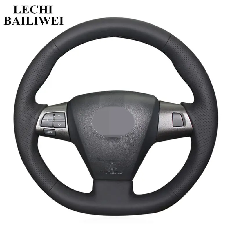 Чехол на руль из искусственной кожи черный Ручное шитье для Toyota Corolla 2011 2013 RAV4
