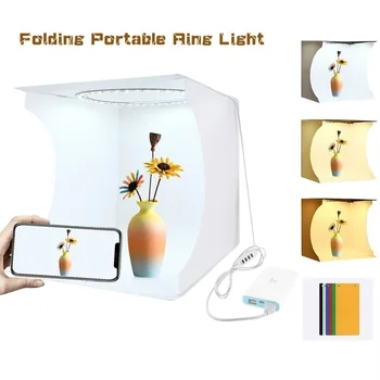 

20/30cm LED Lightbox Product Shoot Light Box Folding Mini Photo Studio Softbox Photography Box Light Tent with 6 Photo Backdrops