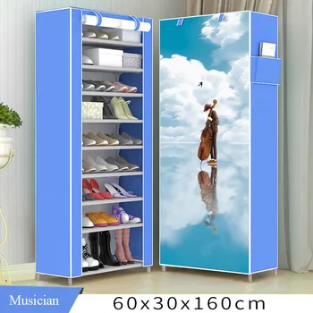 

Dustproof Non-Woven Fabric Shoes Rack Shoes Organizer Home Bedroom Dormitory Shoe Racks Shelf Cabinet 5-Layers Wine Red