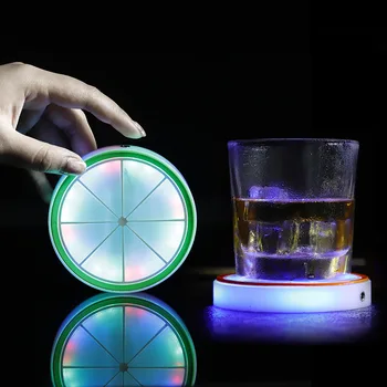 

LED Light Cup Holder USB Colorful Atmosphere Lights Lamp Drink Holder Anti-Slip Mat LED Rechargeable Cup Mat Pad Coaster