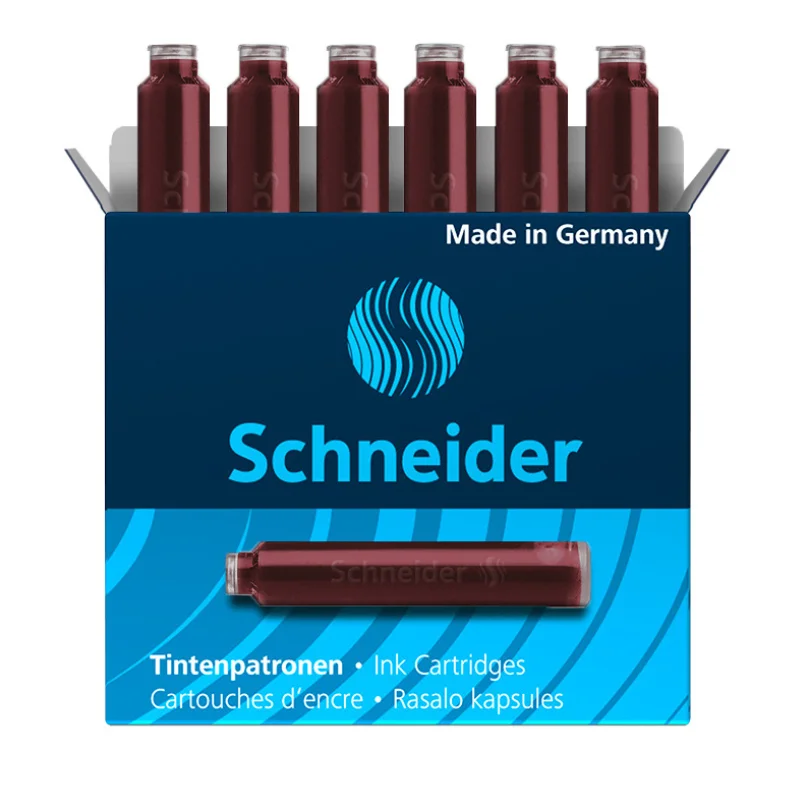 Чернильные картриджи Schneider для перьевой ручки черные/синие/зеленые/красные