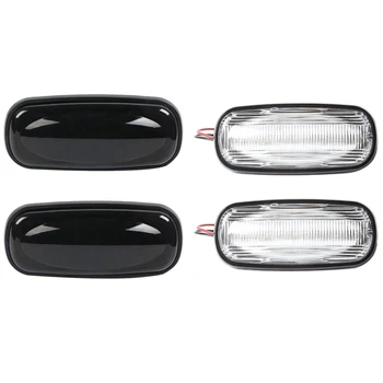 

4Pcs Car Led Dynamic Side Mark Turn Signal Light Water Flash for Land Rover Discovery Defender Td5 White & Black
