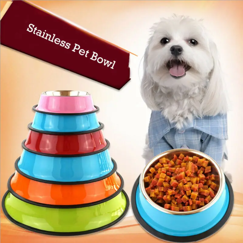 

Non-Slip Stainless Steel Pet Bowl Cat Puppy Dog Dish Water Food Feeding Bowls for Cats