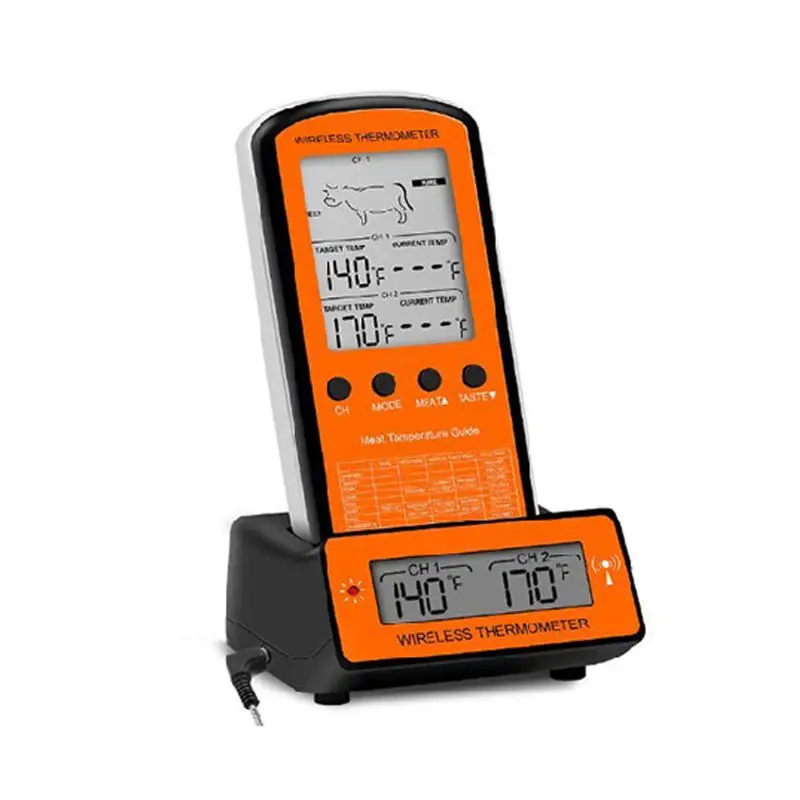 

Wireless Food Temperature Meter Lcd Display Dual Probe 8 Modes for Grill Oven