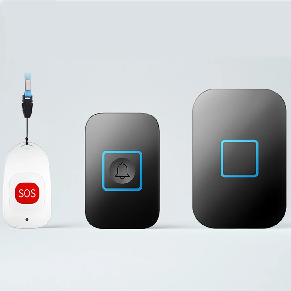 

CACAZI Home Security SOS Emergency Alarm Button+Receiver+Transmitter Smart Wireless Pager Doorbell Home Old Man Emergency Alarm