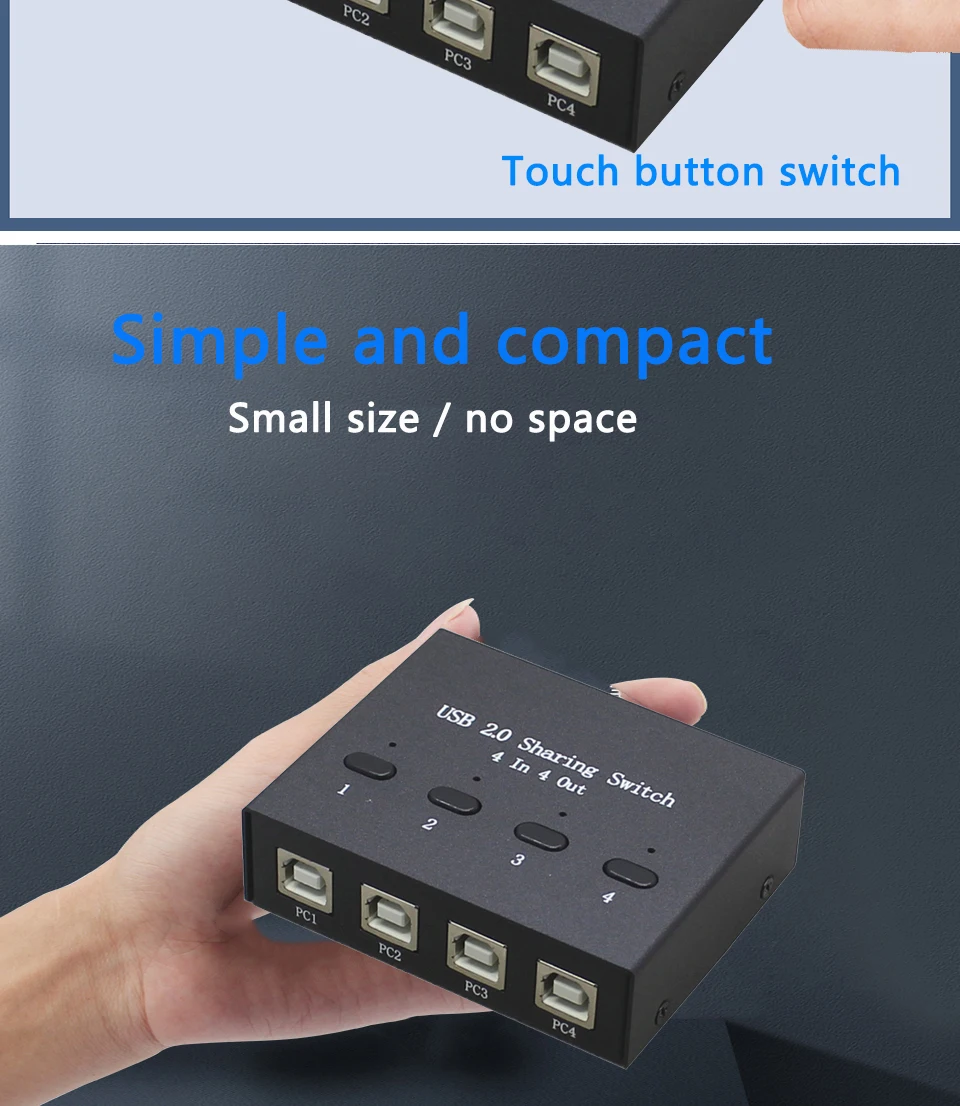 4 порта USB 2,0 коммутатор 4 в 4 из концентратора 4 ПК поделиться 4 USB устройства флэш-принтер клавиатура мышь U диск