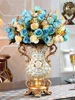 Luxury Storage Tray Resin Vase Stereoscopic Dried Fowers Arrangement Wobble Plate Living Room Entrance Ornaments Home Decoration 6