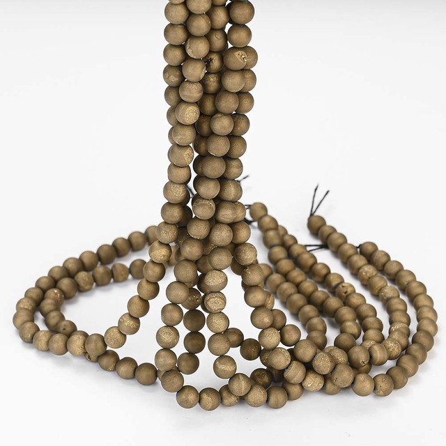 Clusters Crude Metallic Coated Agates Beads Round Loose Beads for Jewelry Making Bulk DIY Bracelet Charm 4/6/8/10/12 MM