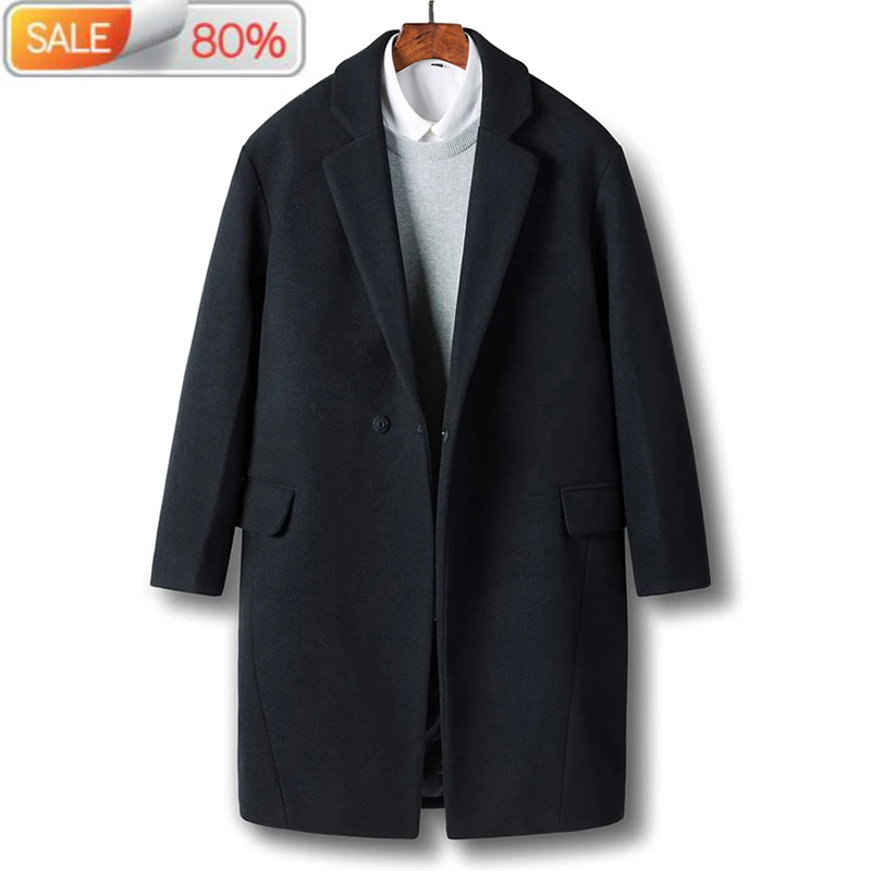 

Wool Men Clothes 2020 Autumn Winter Long Jacket Korean Woolen Coat Overcoat Sobretudo Masculino A71A B24299
