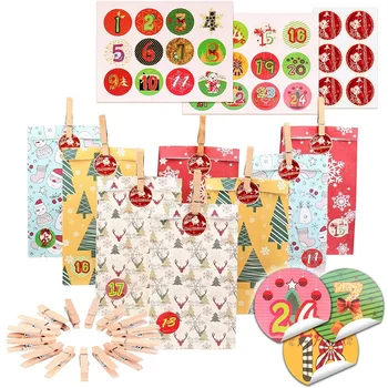 

Christmas Advent Calendar Paper Bag Decorations Xmas Hanging Ornaments Home Decor Happy New Year 2020 Children Christmas