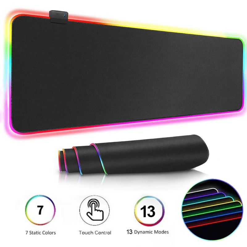 RGB игровой коврик для мыши большой размер XXL Настольный с подсветкой компьютерный