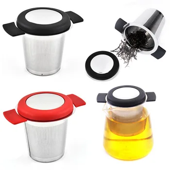 

Stainless Steel Tea Infuser Basket Reusable Filter Extra Fine Mesh Tea Strainer With Handle And Lid For Loose Tea Coffee Filters