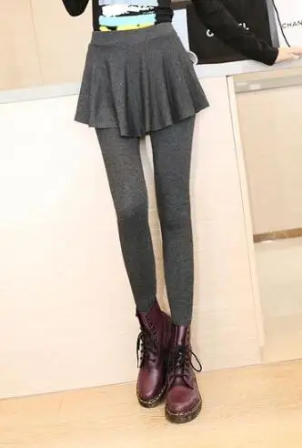 dark gray Winter Fle Юбка, леггинсы для девочек, флисовые, хорошо тянущиеся, плотные брюки на подкладке, спортивные, теплые, зимние, размера плюс, черные, белые, серые, ouc056 - Цвет: dark gray Winter Fle