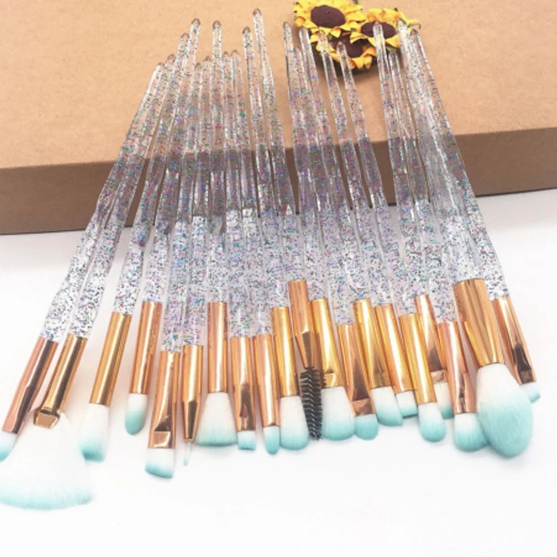 HTHL-20Pcs/набор Профессиональные полные алмазные Косметические кисти для макияжа для бровей Тени для век Мягкие кисти набор косметических кистей