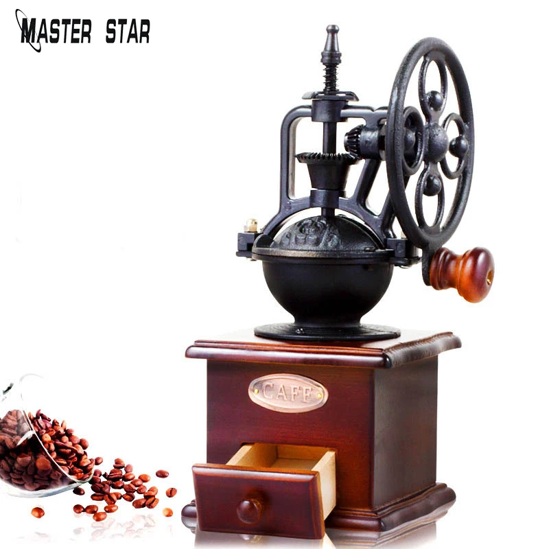 Retro Coffee Grinder Manual Coffee Bean Powder Grinding Roulette Shape