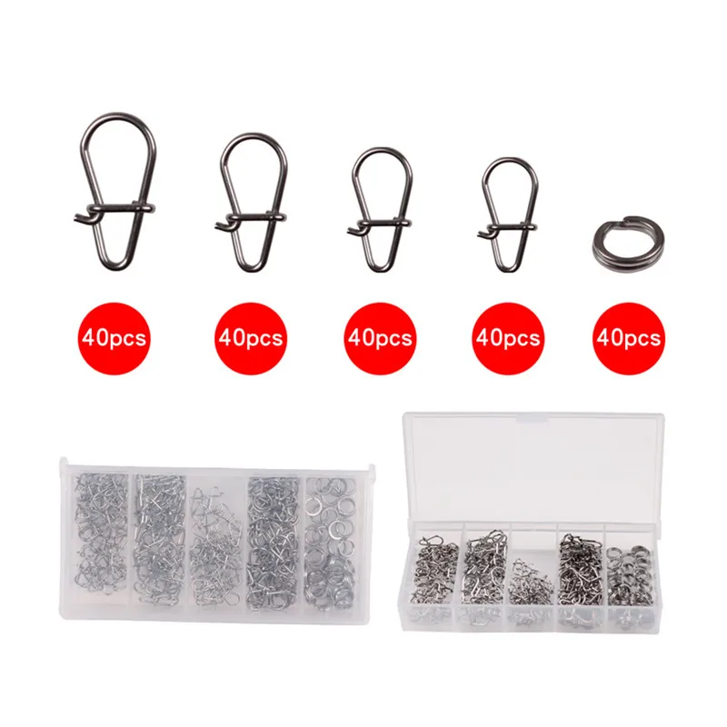

200pcs / Set Rolling Swivel Enhanced Connector Interlock Snap Swivels Fishing Connector Fishing Gear Accessories