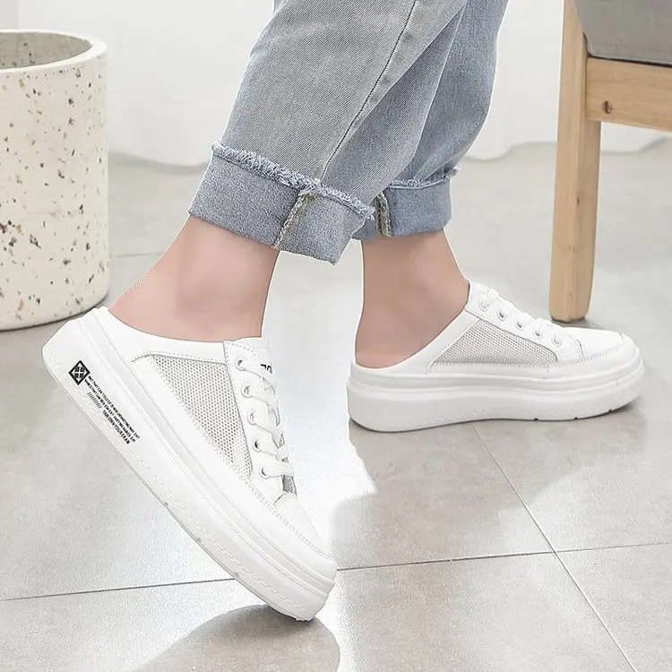 

Mesh White Shoes Women's Spring And Summer 2019 New Style Korean-style Punched Sheet Red Casual Shoes Thick Bottomed Shoes Versa