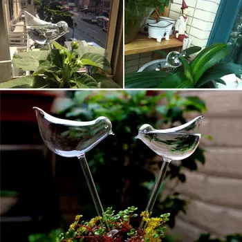 

11*5cm Watering Glass Plant Flower Water Feeder Clear Cute Bird Shaped Terrarium Convenient Home Container Garden Decor