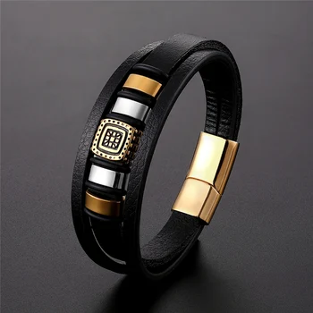 Logan - Stainless Steel  Braided Multilayer Leather Bracelet