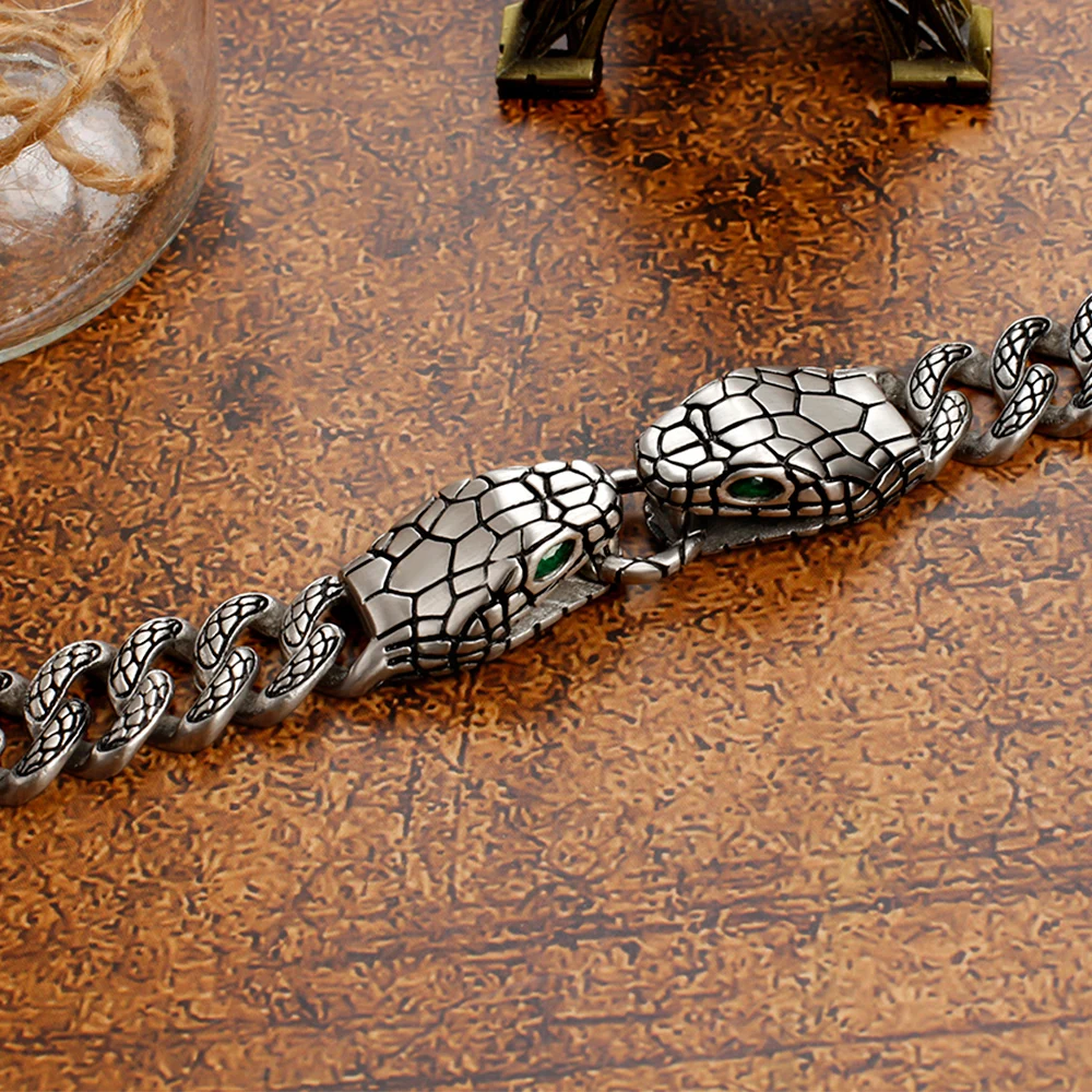 pulseira de cobra bracelete estilo egípcio antigo para homens aço inoxidável de alta qualidade com de largura