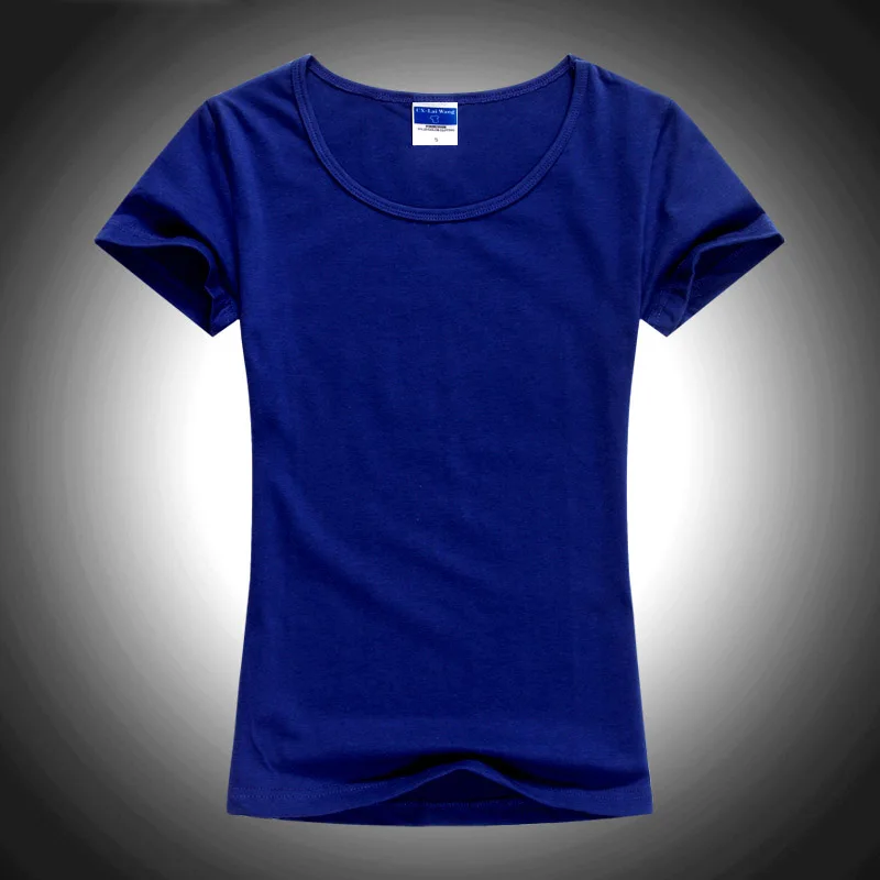 Dark Blue Брендовая Новая модная женская футболка, брендовые футболки, топы с коротким рукавом, хлопковые топы для женщин, одежда, Однотонная футболка с круглым вырезом - Цвет: Dark Blue