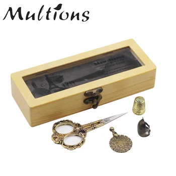 

4Pcs/set Sewing Kits for Vintage Embroidery Sewing Scissors & Yarn Thread Cutter & Metal Thimble Sewing Box DIY Sewing Tools