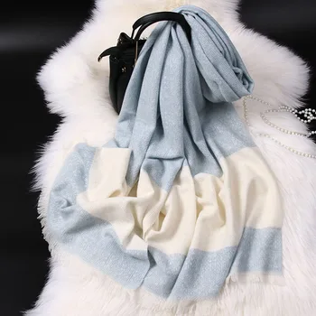 

Women Winter Wool Scarf Thick Warm Soft 2019 Autumn Shawls Wraps Korean Fashion Ladies Blue Wool Scarves Large Size 195x60cm