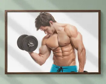 

0158J Fitness Bodybuilding Man Strong Muscles Exhibition Healthy Bod Wall Sticker Silk Poster Art Home Decoration