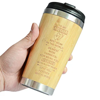 400MLTravel Coffee Mugs Bamboo Stainless Steel Cup Coffee Drink Bottle Flask Bambu Water Mugs For Mother's Day Gift 5