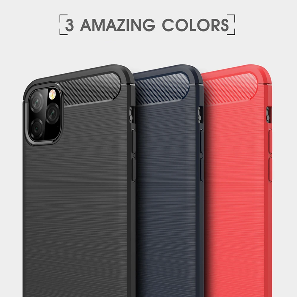 50 шт. силикон из углеродного волокна Чехлы для Apple iPhone 11 Pro XS Max XR X 8 Plus 7 6 6S SE 5s чехол для телефона против отпечатков пальцев