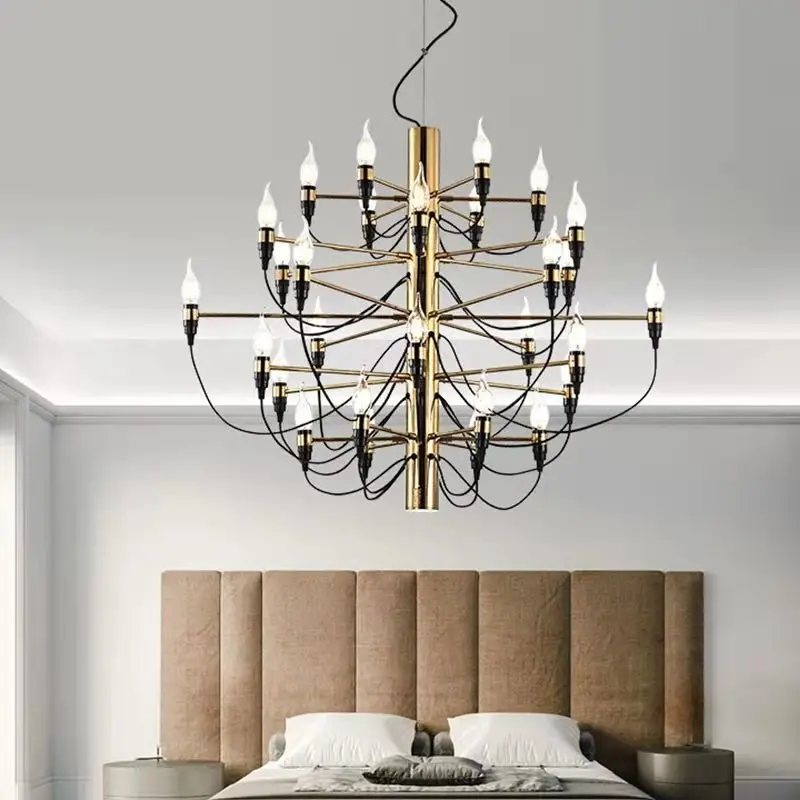 

Modern Luxury Chandelier Gold Sliver Head Designer For Hall Hotel Staircase Stairwell LED Lighting Pendant Lamp