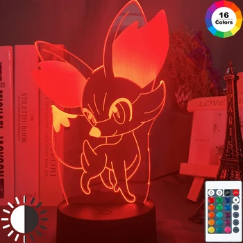 

Game Go Fennekin 3d Night Light for Child Bedroom Decoration Colorful LED Lights Monsters 3d Night Lamp Fennekin