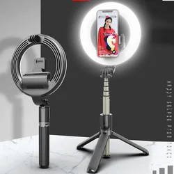 2022 novo 4 em 1 selfie anel luz sem fio bluetooth selfie vara mini tripé handheld extensível selfie vara com controle remoto