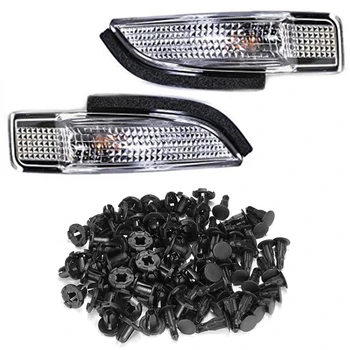 

50Pcs Bumper Fender Rivet Push Clips Retainer & 2Pcs Side Mirror Indicator Turn Signal Light Lamp Fit for Toyota Camry