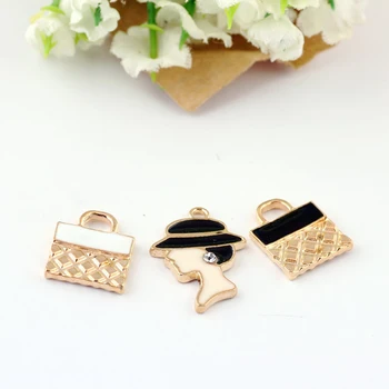 

10pcs-- Alloy drip handbag charm Enamel lady charm pendant for jewelry making and crafting charm fashion bracelet pendant
