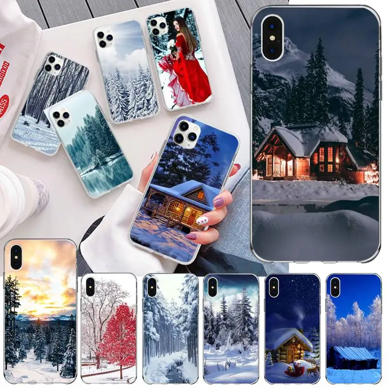 Чехол для телефона с зимним лесом iphone 12 pro max 11 XS MAX 8 7 6 6S Plus X 5S SE 2020 XR | Мобильные