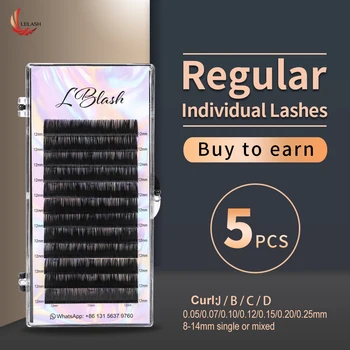 

LBLASH 5Case All Sizes Individual Eyelashes J B C D Natural False Eyelashes Mink Classic Eyelash Lash Extension 0.05-0.25mm