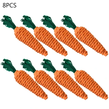 

8Pcs Carrot Shaped Hamster Chew Bite Molar Toys for Rabbit Teeth Cleaning Toys