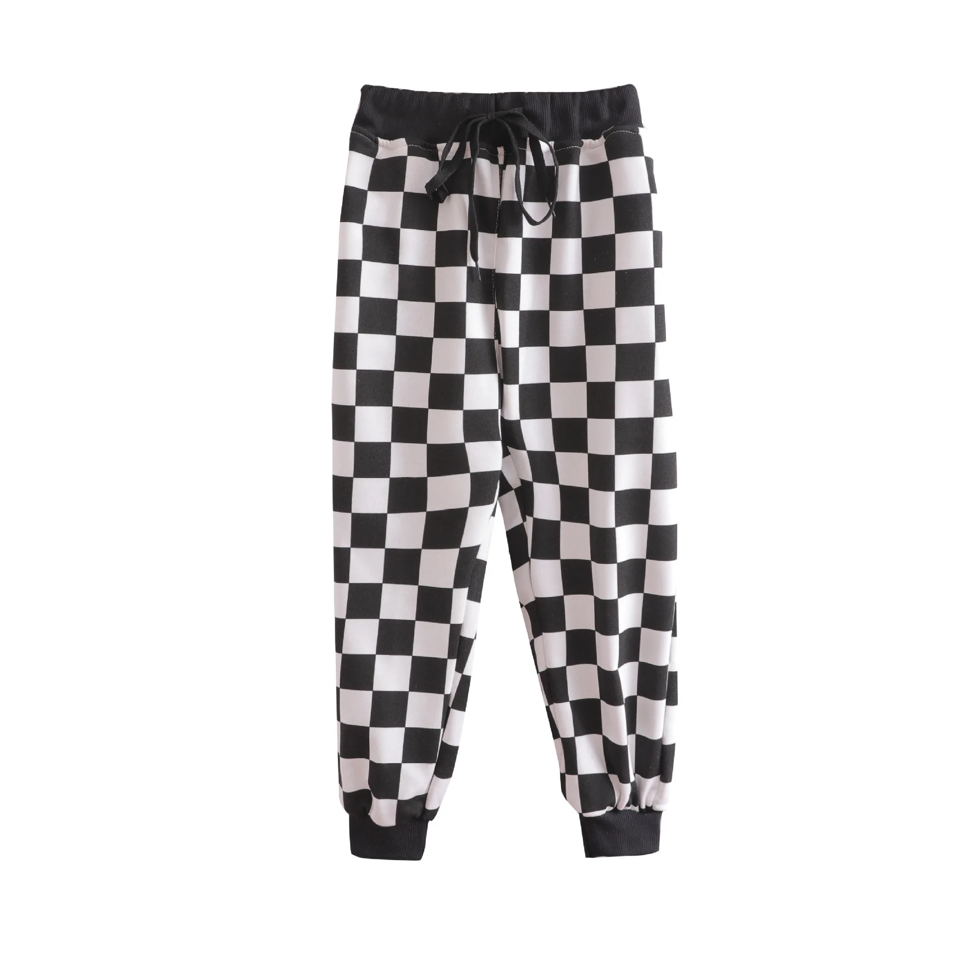 black white pants Детская одежда в стиле хип-хоп короткий свитер с высокой горловиной, рубашка Топ, укороченные повседневные штаны для бега для девочек, костюм для джазовых танцев уличная одежда - Цвет: black white pants