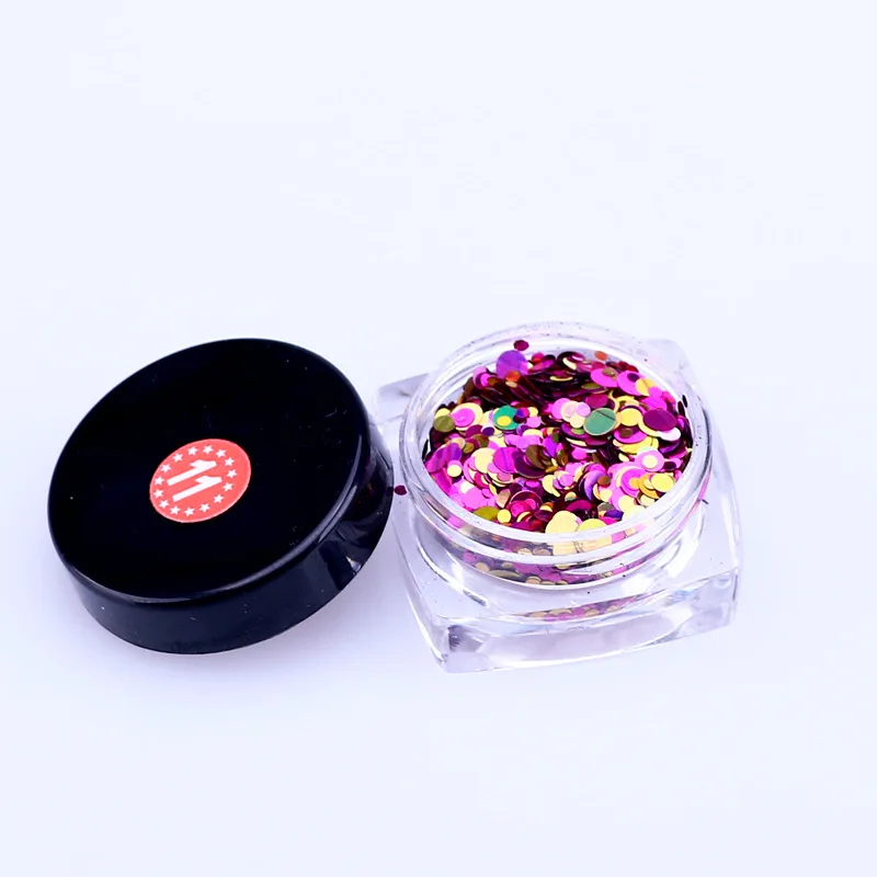 Manicure 12 Color  Flat Dot shape Sequins Paillettes Laser Mixed Round Sequin Metal For Nails Texture Size Mixed Nail Decoration