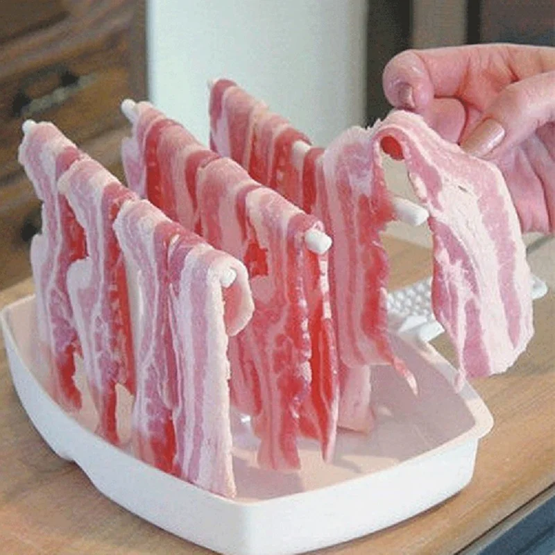 

Plastic Standing Barbecue Grill Household Bacon Grill Meat Tray Rack High Temperature Resistance Microwave Bacon Cooker Shelf