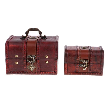 

2PCS Vintage Jewelry Organizer Box w/ Flower Pattern Storage Case Home Decor