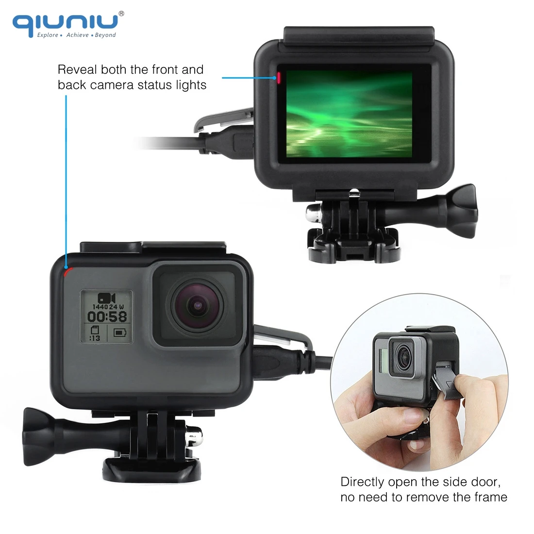 QIUNIU стандартная защитная рамка Корпус чехол с ND8 фильтр объектива для GoPro Hero 7 6 5 черный для Go Pro 7 аксессуары для крепления