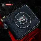 Кошелек ручной работы мужской короткий кошелек мужской акула кожаные кошельки на молнии Ретро клатч из кожи вертикальный мужской держател...
