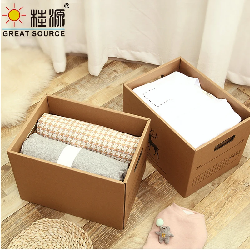 Makeasy 접이식 책 보관 상자 인쇄 골판지 데스크 탑 주최자 카톤 핸들 뚜껑 보드 보관 상자(2PCS)