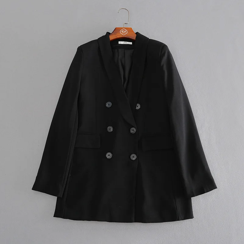 

Ue25 High Cold-Style Ol Elegant Vertical Pendant Textured Mid-length Black Suit Autumn Loose-Fit Leisure Suit